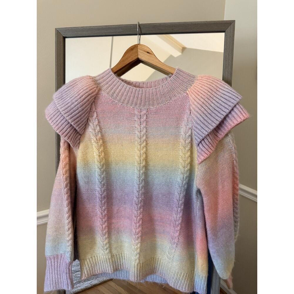 THML Women's Thick Knit Pastel Watercolor Sweater Large - Picture 4 of 6